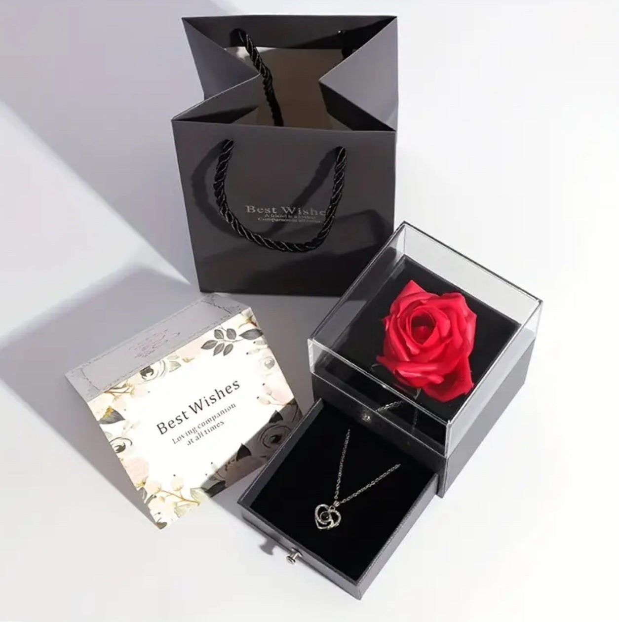 Best Wishes - Perfect Gift Rose And Necklace I Love You