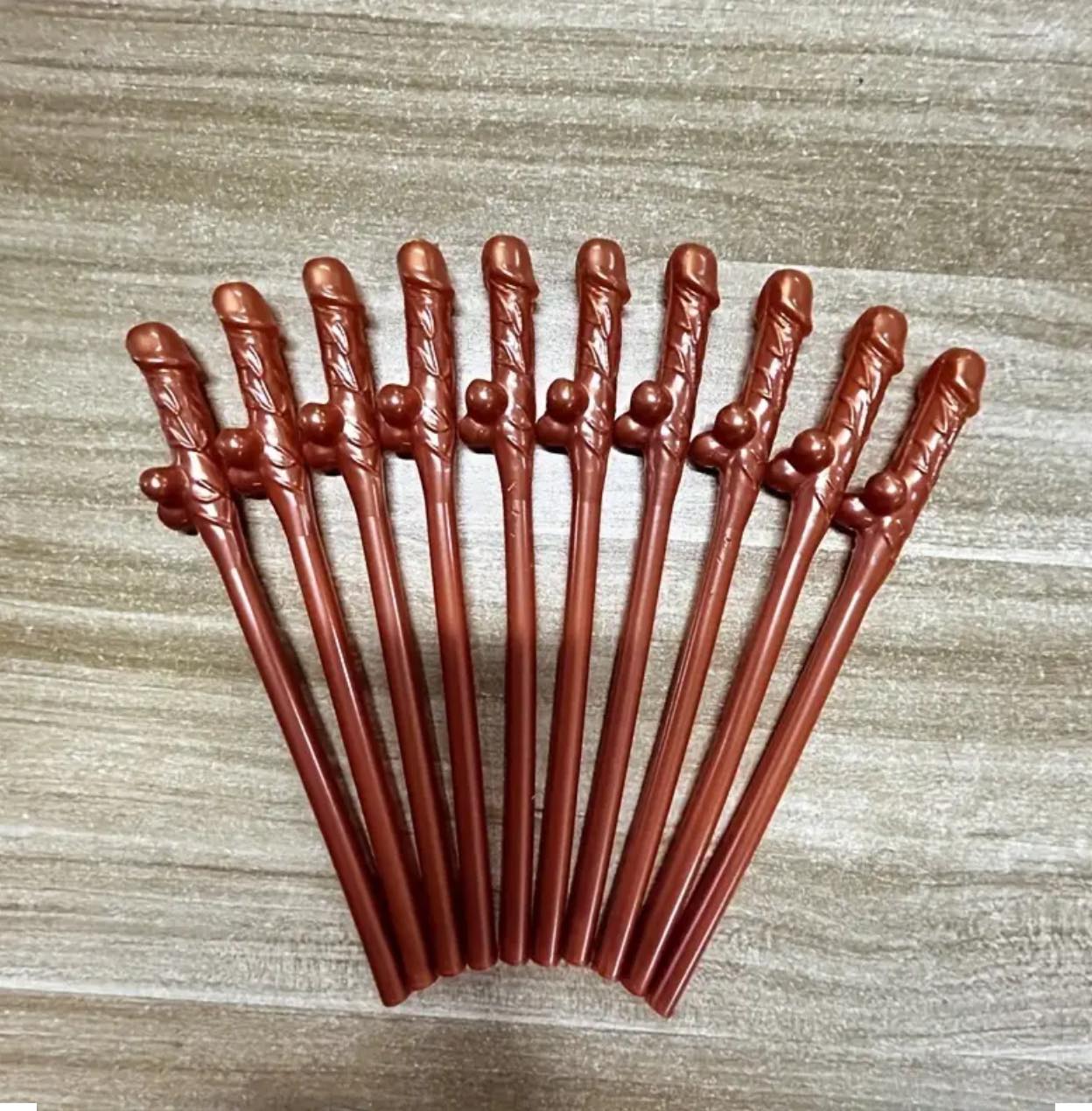 10 pcs Dildo Straw Brown