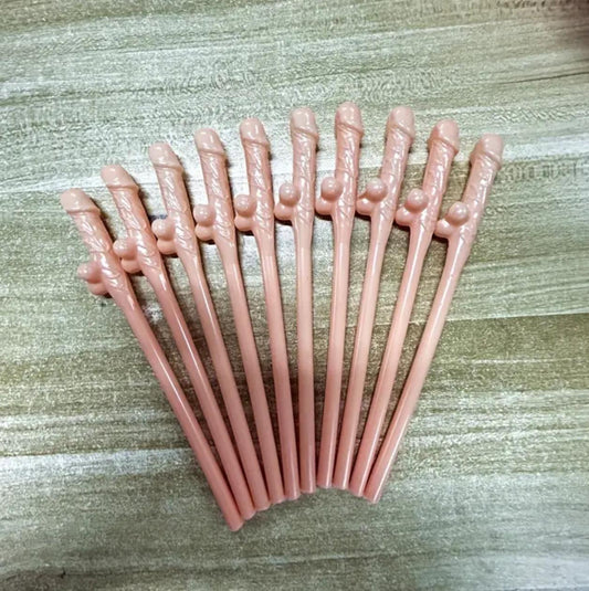 10 pcs Dildo Straw Skin color