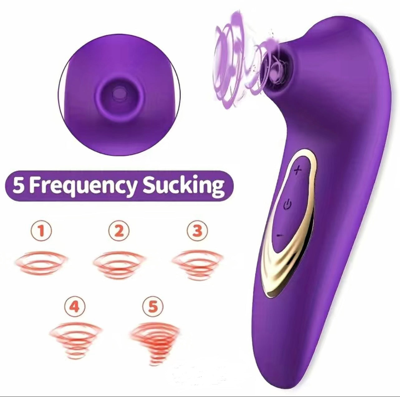 Vaginal Massager With 5 Frequency Sucking (Rose red)