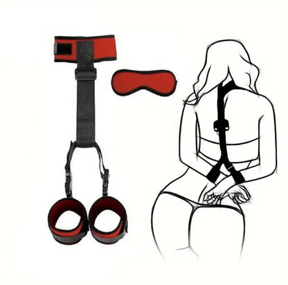 Neck To Wrist Bondage With Back Handcuffs (Red)