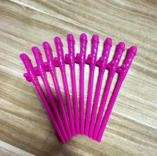 10 pcs Dildo Straw Purple