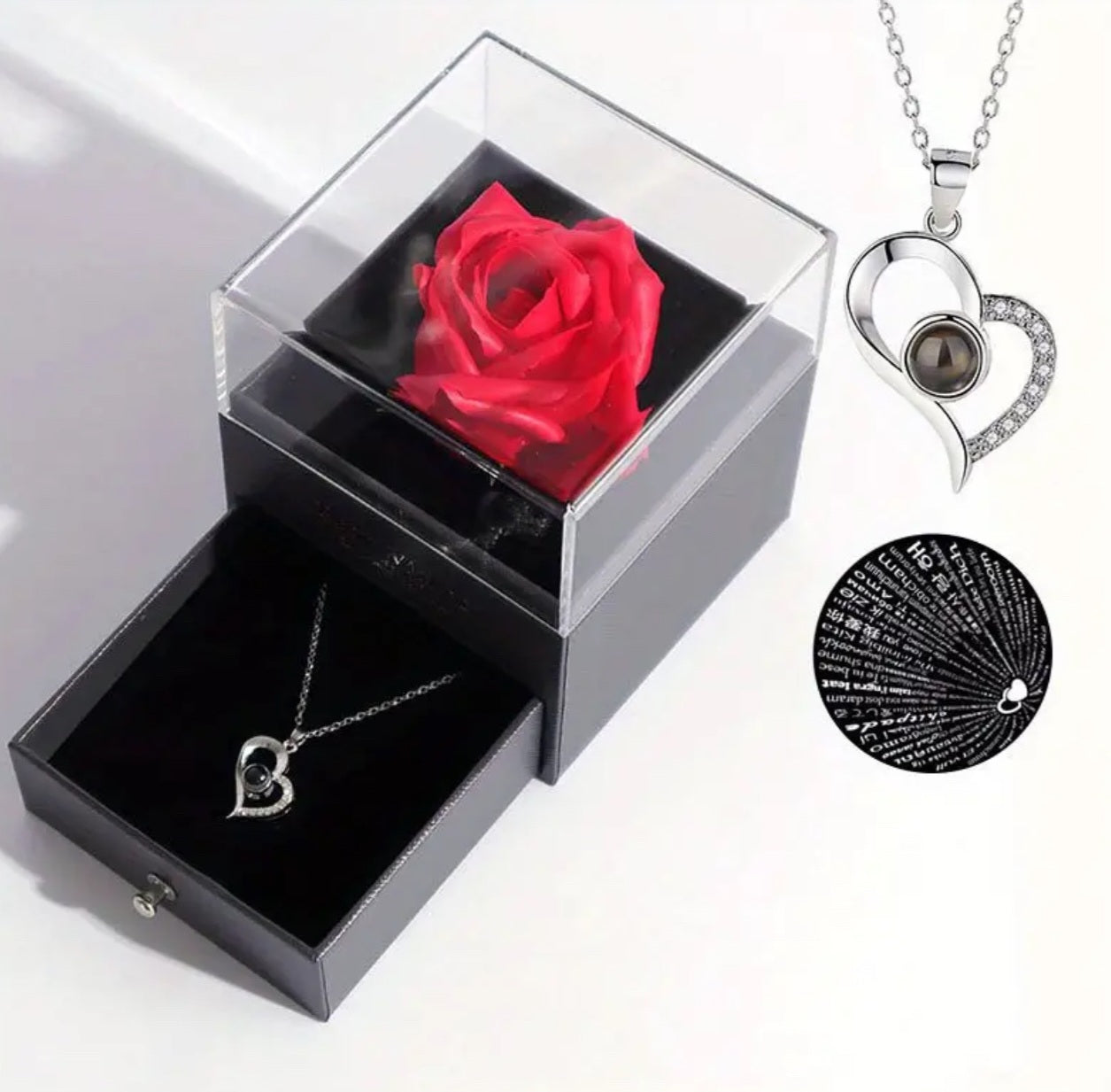 Best Wishes - Perfect Gift Rose And Necklace I Love You