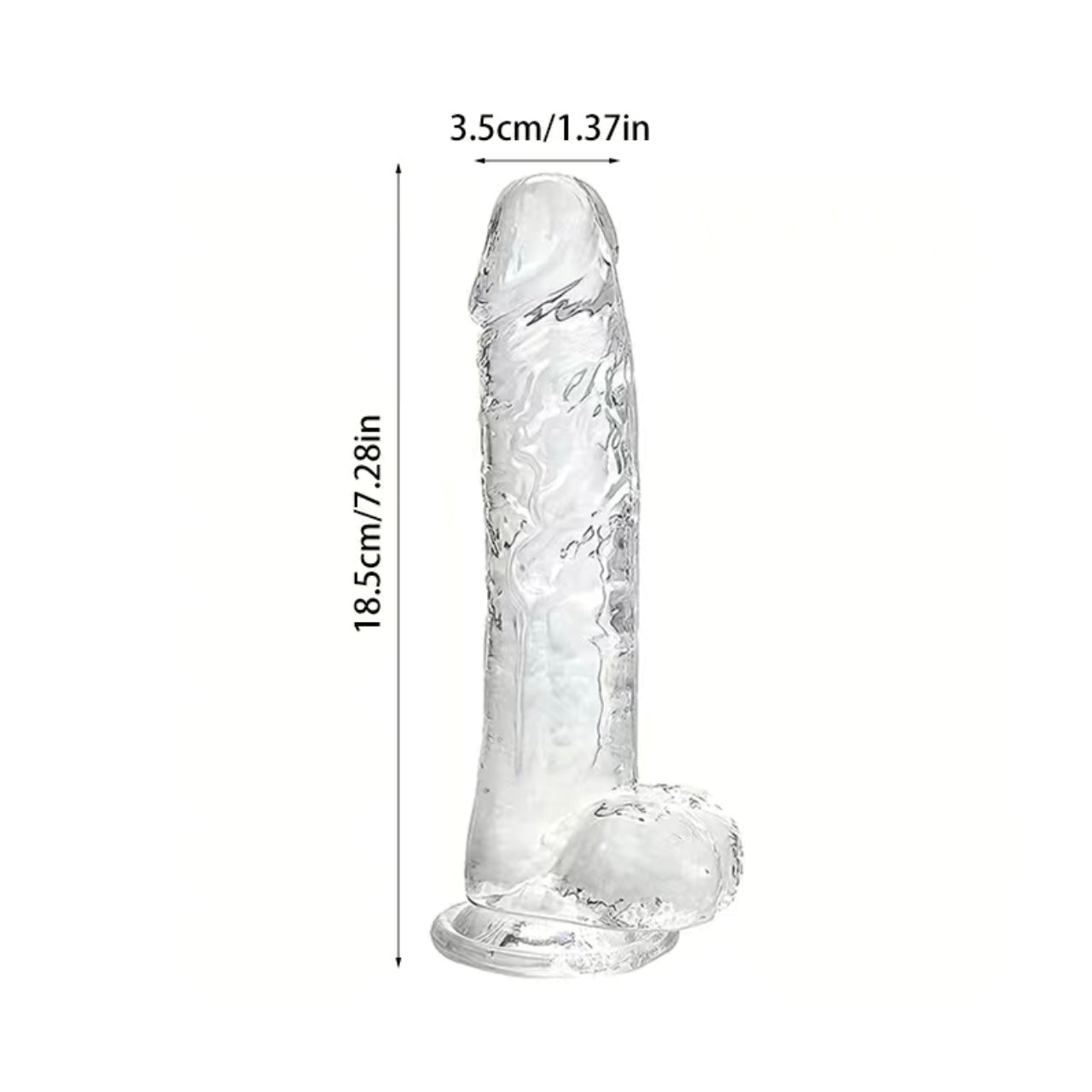 Realistic Dildo (18.5cm) (Transparent)