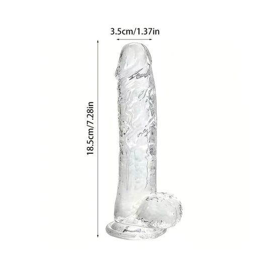 Realistic Dildo (18.5cm) (Transparent)