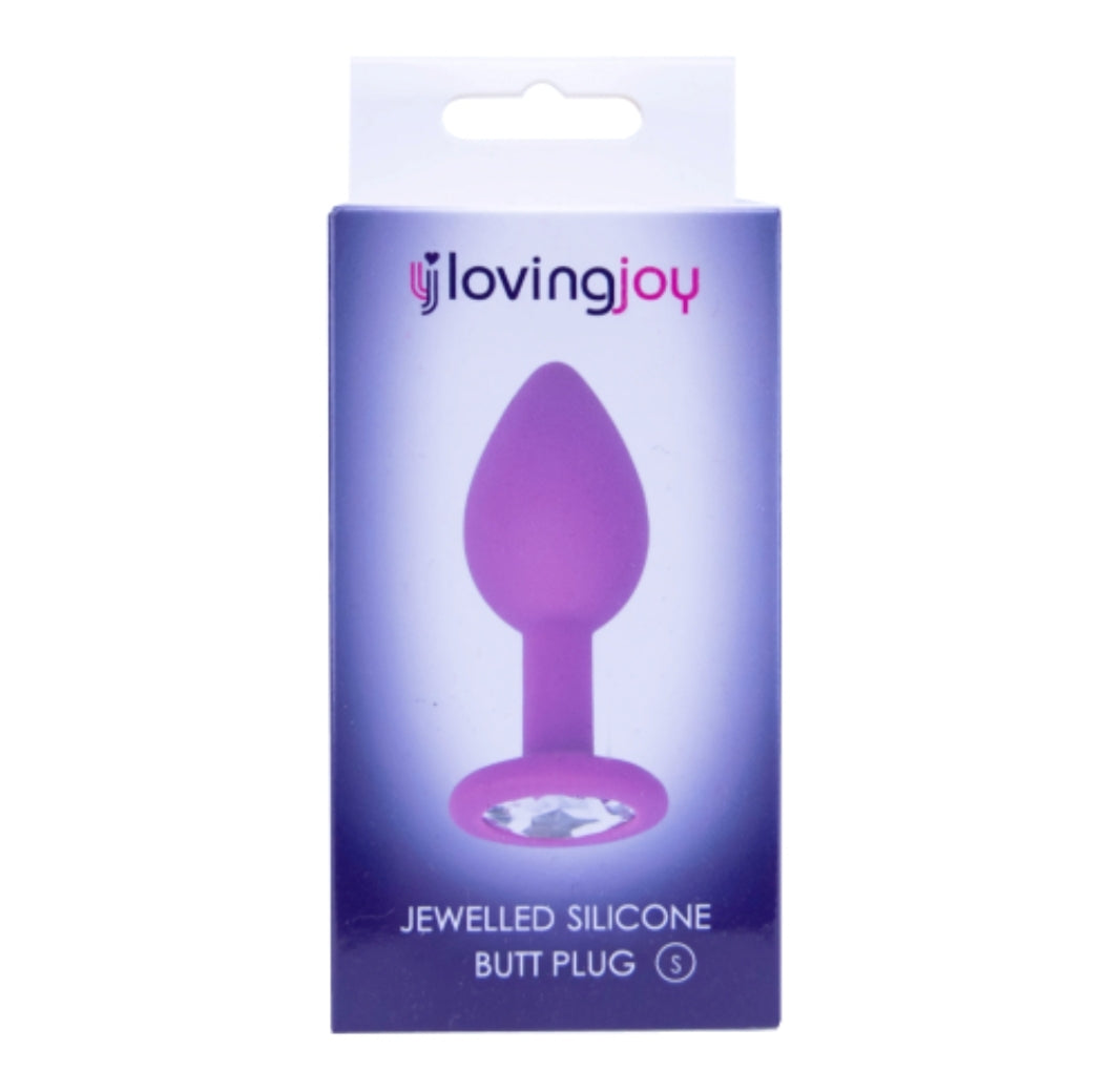 Loving Joy Jewelled Silicone Butt Plug Purple -Small