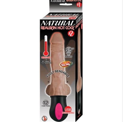 Realistic Warming 6.5 inch Vibrating Dildo with Balls Brown